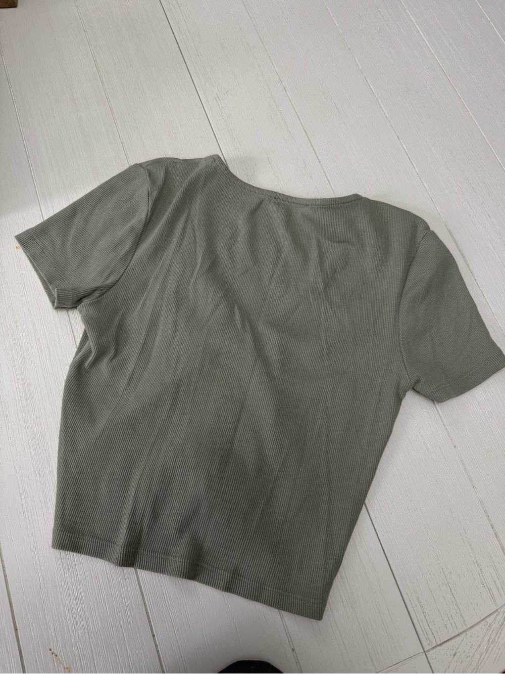 Zara Olive Green Ribbed Drawstring Crop Top - Picture 4 of 4